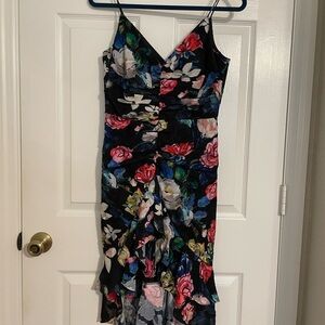 Aidan Mattox Multicolor Floral High Low Dress